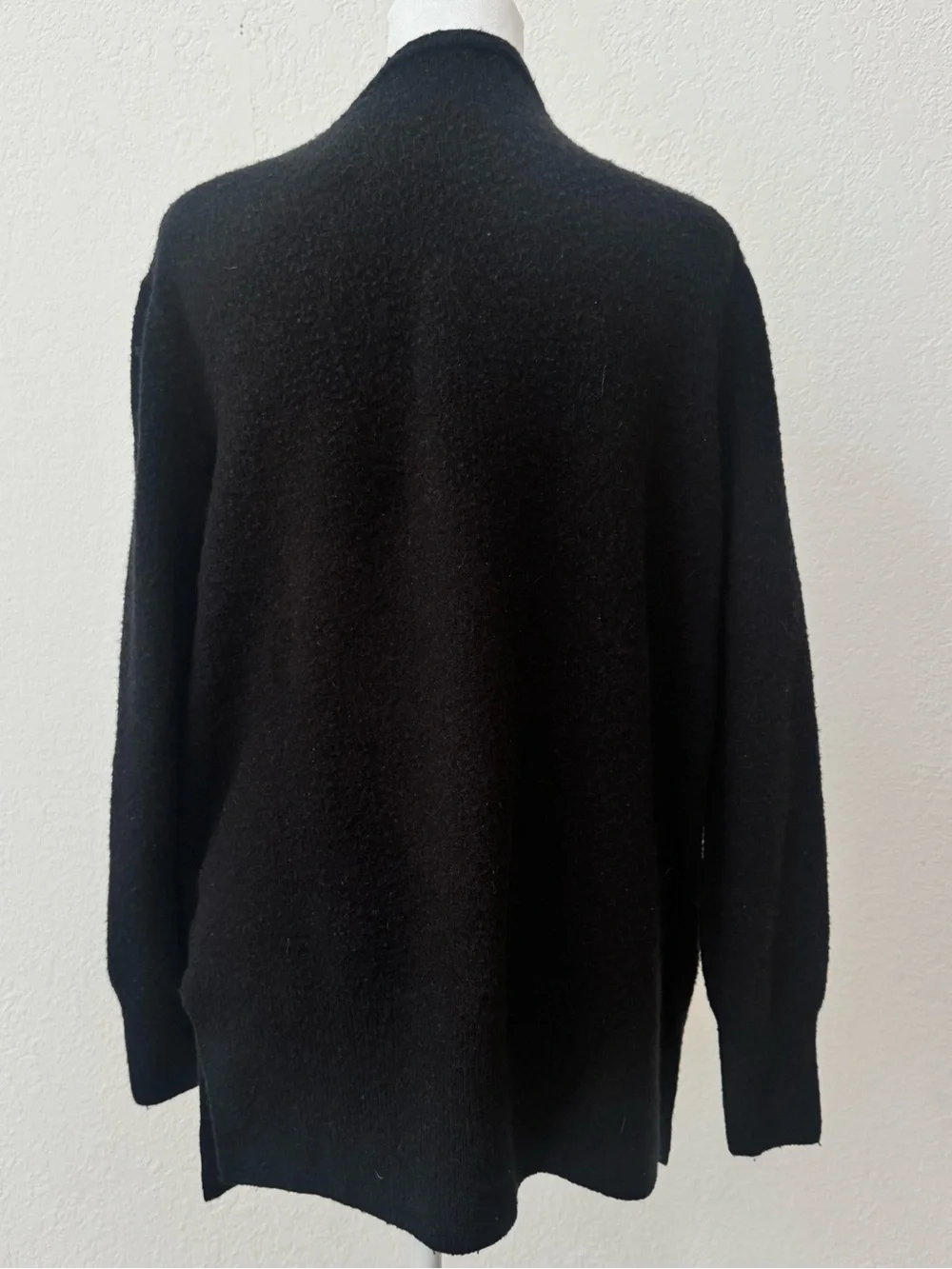 Madewell black fuzzy wool blend sweater open cardigan with patch pockets